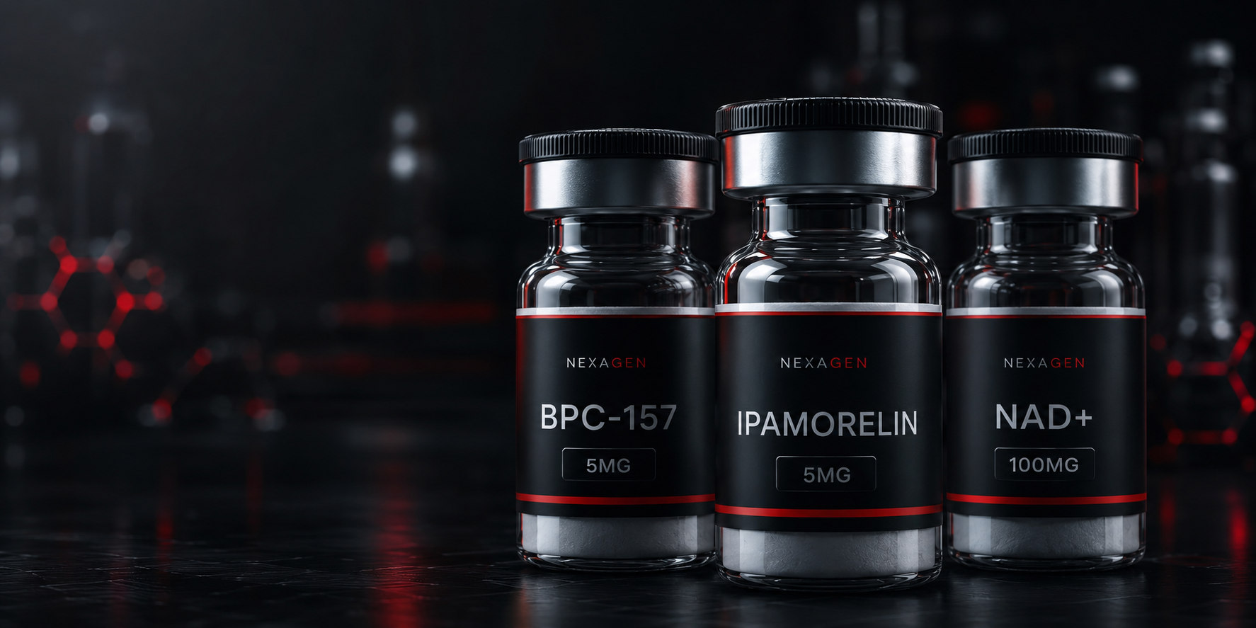 Three NEXAGEN research compound vials